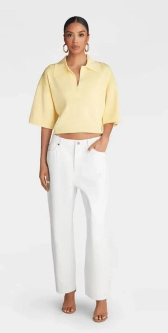 KBB by KAHLANA Women's Short Sleeve Boxy 'The Cropped Polo Sweater'
